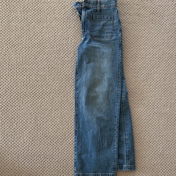 Madewell Wide Leg Flare Jeans in Medium Blue Denim - Picture 6 of 6